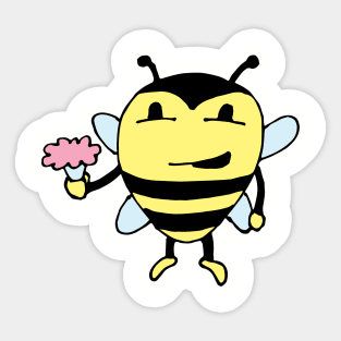 Little Bumble Bee with Flowers Sticker